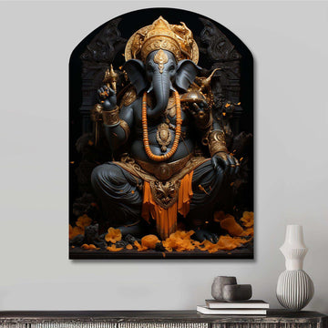 Hinduisim Divine Ganesha II - Asymmetric Metal Wall Art